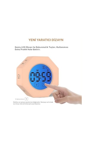 Npt22a Alarmlı G-sensör Otomatik Zamanlayıcılı Küp Kronometre Pomodoro Motivasyon Saati Pembe