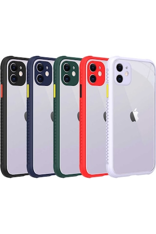 Apple Uyumlu iPhone 11 Kilif Kenar Renkli Sararmaz Seffaf Kapak 357388475