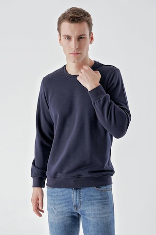 Slimfit Bisiklet Yaka Düz Renk 2 İplik Erkek Sweatshirt 001