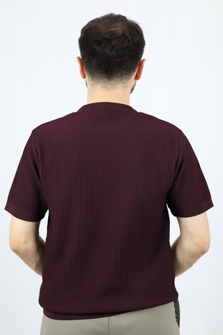 Ventov Bisiklet Yaka Fitilli Erkek Triko Vtr2604 Bordo