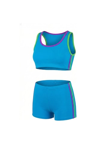 Endeep Kız Çocuk Açık Mavi Bustiyer Şortlu Yüzücü Mayo Bikini Takımı