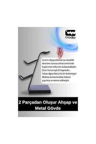 Siyah Ahşap Ve Siyah Metal Gaming Ps4 Ps5 Xbox Joystick Controller Tutucu Ve Kulaklık Dikey Standı