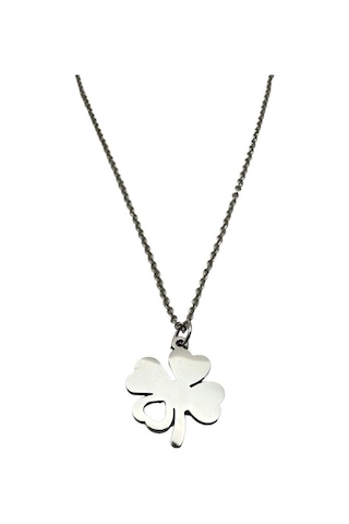 Arnes Jewelry Çelik Dört Yapraklı Yonca Kolye Gümüş