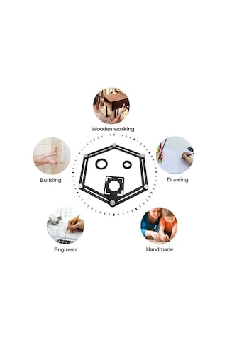 Rox Wood 0071 Alüminyum Çok Fonksiyonlu Delik Şablon Cetveli