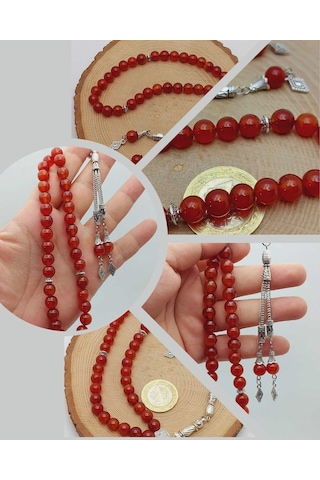 Yemen Akik Taşı Tesbih 33lük 8mm 55998 Çok REnkli