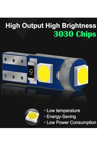 Beyaz 10 Adet T5 Led Ampul W3w W1.2w Led Canbus Araba İç Aydınlatma Pano Isınma Göstergesi Kama Otomatik Gösterge Lambası 12 V