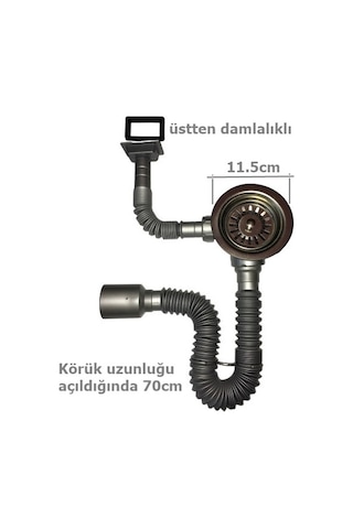 Yapıtaşı Üniversal Dik-yandan Taşmalı Çöpmak Mutfak Evye Sifonu