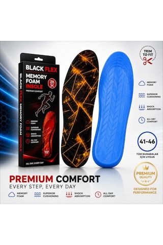 Perfect Fit Ark Destekli Siyah Gold Volt Erkek Memory Foam Darbe Emici Hafızalı İç Tabanlık 41-46 Numaraya Göre Kolay Kesilebilir