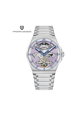 Pagani Design Pd-ys028 42mm 100m Su Geçirmez, İskelet Otomatik Safir Kristal Işıkl Full Çelik Lüks Erkek Kol Saati Mor Diğer