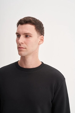 Cazador Kalın Diyagonal Dokulu %100 Pamuk 3 İplik Regular Fit Sweatshirt 25k Siyah