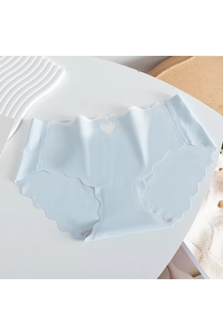 Ece's Design Seamless Buz İpek Lazer Kesim Kalp Detaylı Dikişsiz Kadın Slip 6 Parça W1005 Beyaz-siyah-mavi-yeşil-mor-pembe