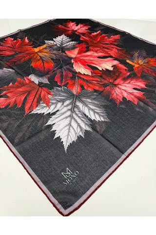 Mono Scarfs Soft Pamuk Eşarp-90 X 90 -06109 Siyah-Kırmızı