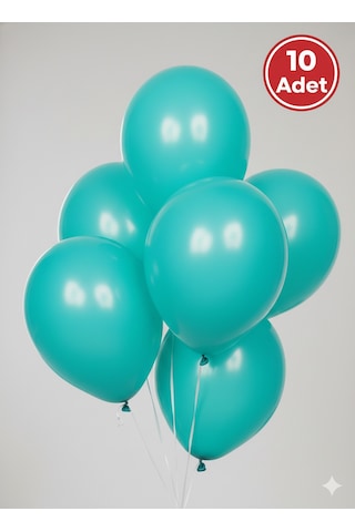 10 Adet Turkuaz Parıltılı Metalik Balonlar Parti & Kutlama Paketi Diğer