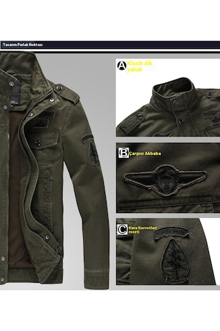 Erkek Askeri Pamuklu Ceket Haki