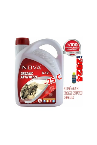 Nova -25 Derece Kırmızı Antifriz 3 Litre Cam Sabunu