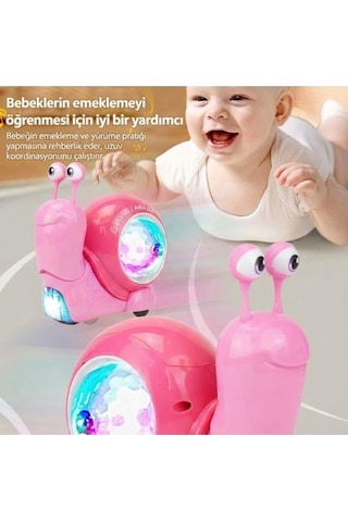 Hareketli Işıklı Müzikli Salyangoz Oyuncak - Bebek Emekleme Yardımcısı Eğitici Yürüyen Salyangoz Hayvanlar