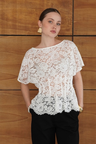 Verymoda Beli Gipeli Brode Bluz D2966 Krem