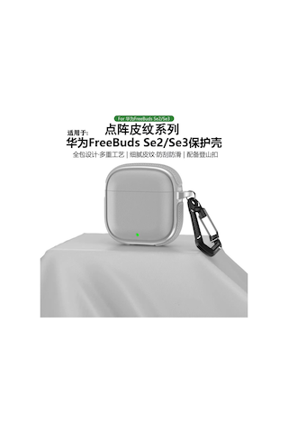 Huawei Freebuds Se 2 / Se 3 İle Uyumlu Kılıf Deri Dokulu Tpu Koruyucu Case Metal Karabinalı Şarj Girişli Mor