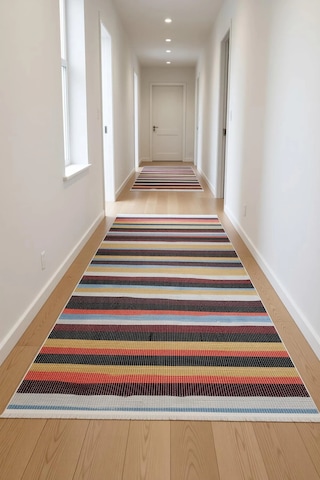 Blghome Renkli Çizgiler Modern Halı Dekoratif Kilim