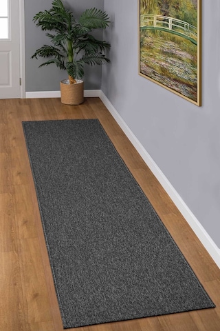 Valeryhome Venüs Sisal Beyaz Modern Dokuma Kilim Hasır Yıkanabilir Yolluk Antrasit