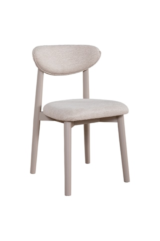 Ganni Home Alfa Sandalye 2 Li Set Krem Gri Gürgen İskeletli, Kolay Silinebilir Kumaşlı Modern Yemek Sandalyesi Krem - Gri
