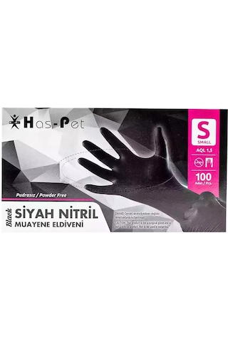 Pudrasız Siyah Nitril Eldiven Small Haspet 100lü