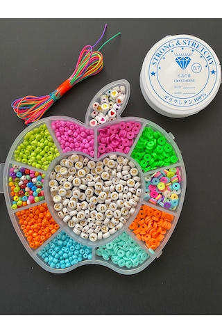 Elma Desenli Kutuda Kum Ve Fimo Takı Yapım Hobi Seti Kendin Yap