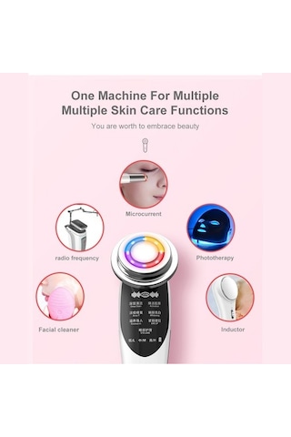 7'si 1 Arada Rf Ems Elektrikli Yüz Masaj Aleti 9317 Gençlik Ve Güzellik Cihazı Beyaz