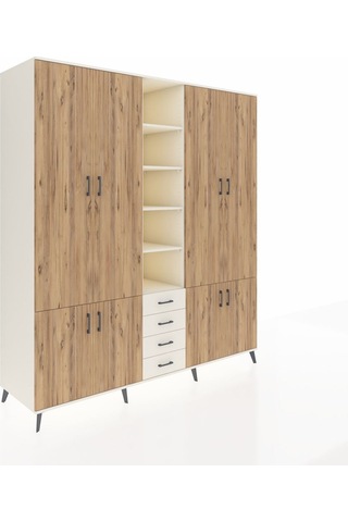 Kronos Dolap 17 Raflı 4 Çekmeceli 8 Kapaklı 220x59x243 Aytaşı-çam/aytaşı Atlas Çam/aytası