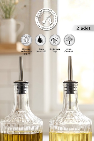 Selen Concept Paslanmaz Çelik Uçlu Sızdırmaz Yağdanlık Kapağı Ve Şişe Tıpası 2li Set Gümüş