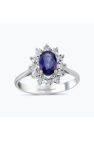 Altınbaş Pırlanta Safir Oval Yüzük Mze240s-14k