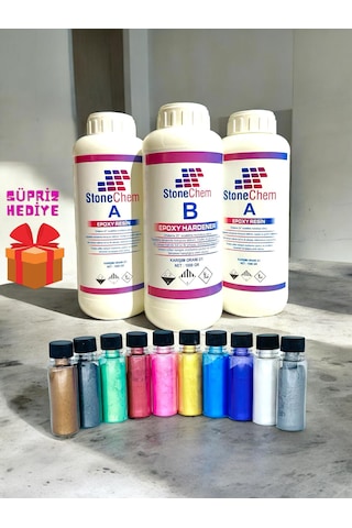 Ultra Şeffaf Epoksi Reçine 3 Kg 10x20 ml Parlak Sedefli Pigment Seti