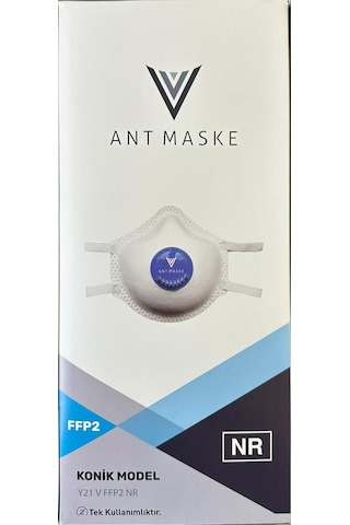 Ant Beyaz Ventilli Ffp2 Nr Toz İş Güvenlik Sanayi Boya Konik Maske - 25 Adetlik Paket