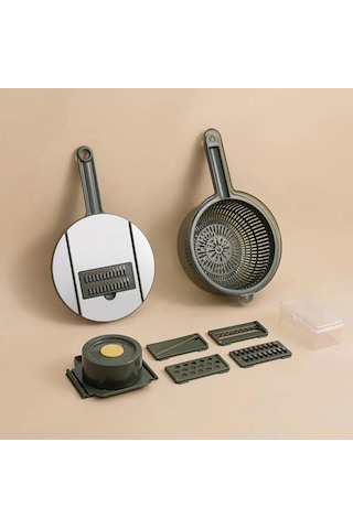 Paslanmaz Çelik 5 İn 1 Hazneli Rende Seti Süzgeçli Pratik Çok Fonksiyonlu Mutfak Rendesi Doğrayıcı
