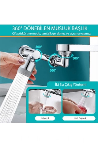 Yenilzd Robotik Kol Mutfak Banyo Musluk Başlığı 1080 Derece Döneb