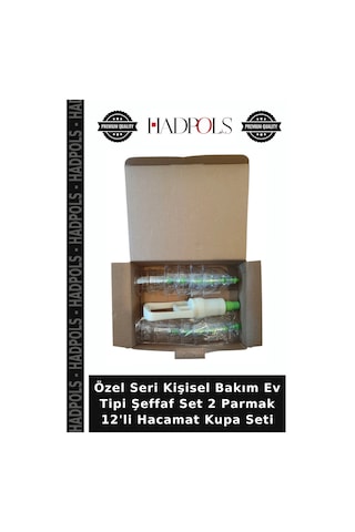 Özel Seri Kişisel Bakım Ev Tipi Şeffaf Set 2 Parmak 12'li Hacamat Kupa Seti