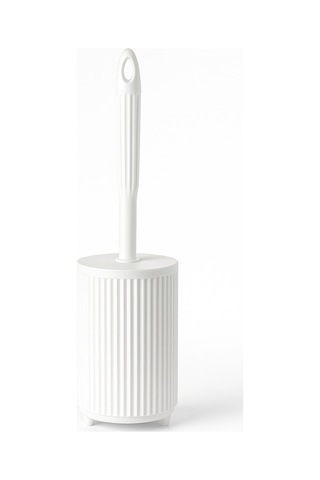 Lines Serisi Beyaz Banyo Seti, 5 Parça Lüks Akrilik Çöp Kovası, Fırça, Sabunluk Banyo Aksesuar Seti 3375 Beyaz