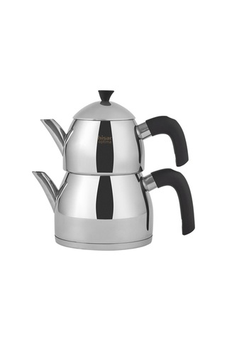 Hisar Optima Burçak Çelik Çaydanlık Siyah Gümüş