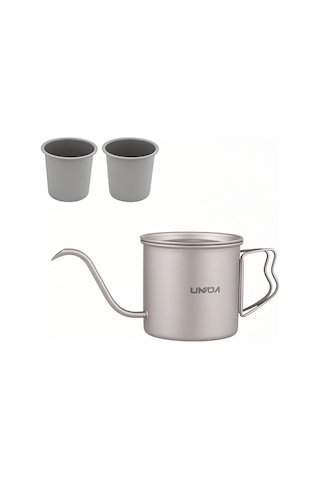 Maiyame Titanium Outdoor Kahve Potu 400ml - Dağ Desenli Kollü + 2 Adet 220ml Titan Bardak, Hafif Ve Taşınabilir Çok Renkli