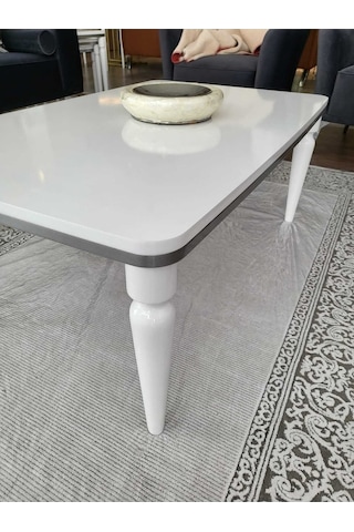 Akset Orta Sehpa Lüx Beyaz Gümüş