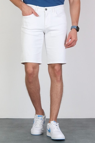 HLT Jeans Erkek Beyaz Slim Kesim Comfort Likralı Esnek Jeans Şort Thomas-Beyaz 001