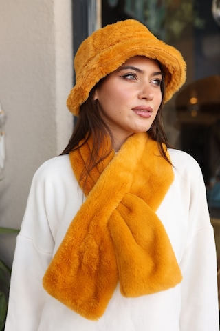 Kadın Peluş Kaşkol Boyunluk Atkı Rkb-01 Hardal Hardal