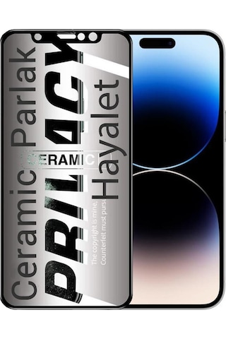 İphone 14 Pro Max Hayalet Ekran Koruyucu Parlak Seramik Gizli