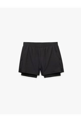 Koton Slim Fit Cep Detaylı Paraşüt Kumaş Beli Lastikli Taytlı Spor Şort Siyah 6wam40005nw Siyah