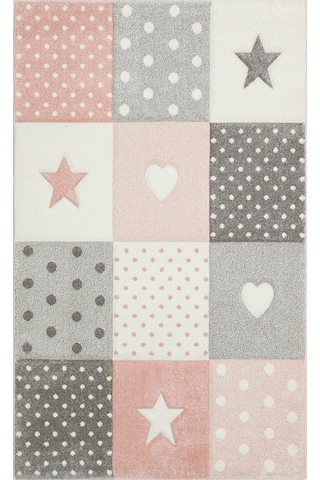 Eko Halı Eko Kids Kds 05 Grey Pınk Hav Toz Vermez Çocuk Odası Halısı