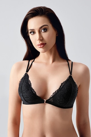New Bra Sırt Tasarım Detay Dantelli Üçgen Bralet Siyah 8326
