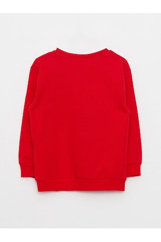 LC Waikiki Lcw Baby Kırmızı Bisiklet Yaka Uzun Kollu Baskılı Erkek Bebek Sweatshirt Brıght Red