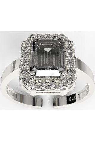 925 Ayar Zirkon Taşlı Rodyum Ayarlanabilir Baget Gümüş Yüzük 10-20