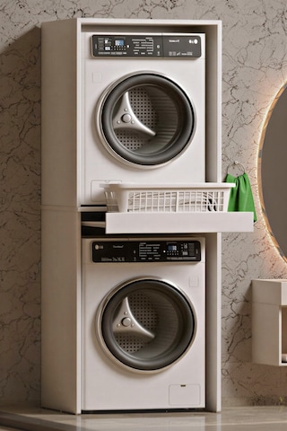 Çamaşır Sepeti Çekmeceli Çamaşır Ve Kurutma Makinesi Banyo Dolabı Antrasit