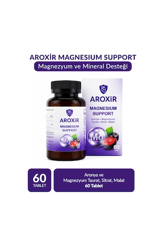 Aroxir Magnesium Support Günlük Destek Aronya Ve Magnezyum Taurat, Sitrat, Malat 60 Tablet